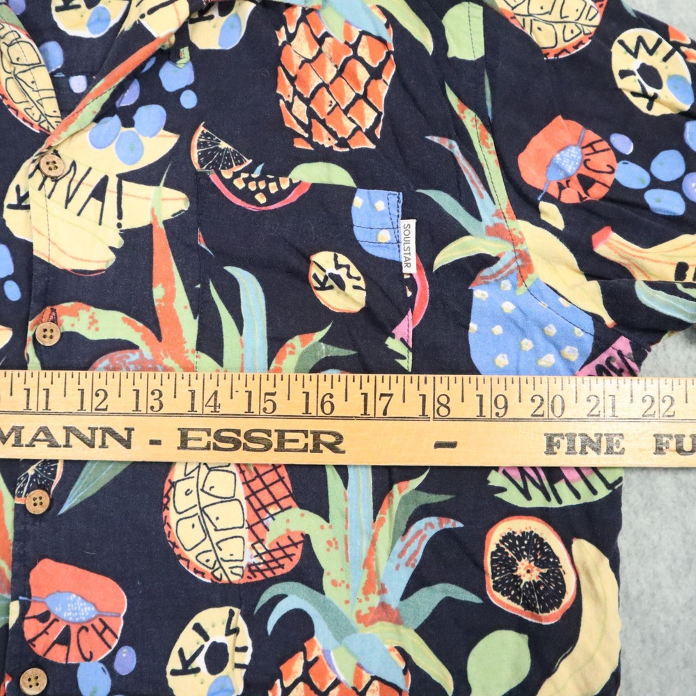 Soulstar England Hawaiian Shirt Mens M Navy‎ Blue Tropical Fruit Viscose Summer - Picture 4 of 7